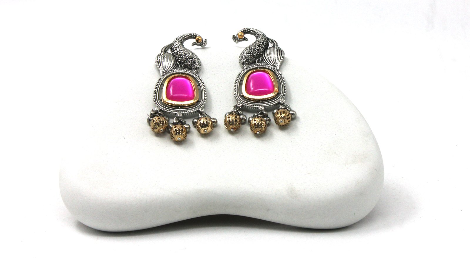 ARTIFICIAL STONE  STUDDED & BEADED  CONTEMPORARY DROP  EARINGS